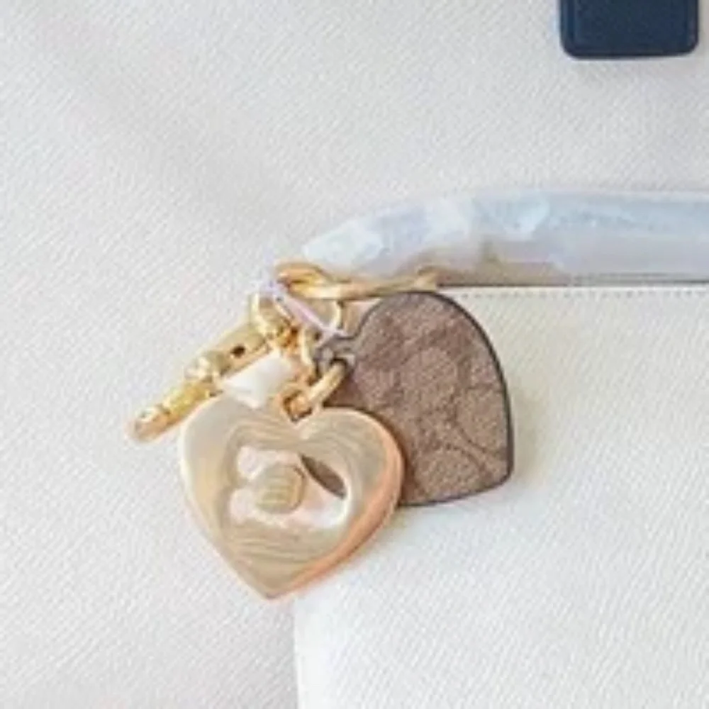Coach Signature Hearts Keyring NWT